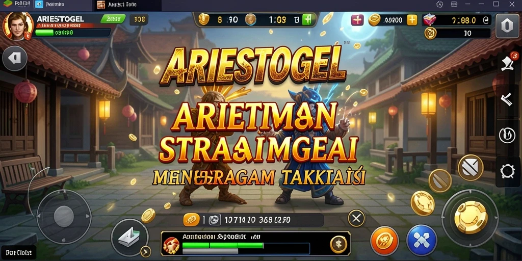 Screenshot gameplay ARIESTOGEL menunjukkan pertempuran strategi yang mendebarkan.