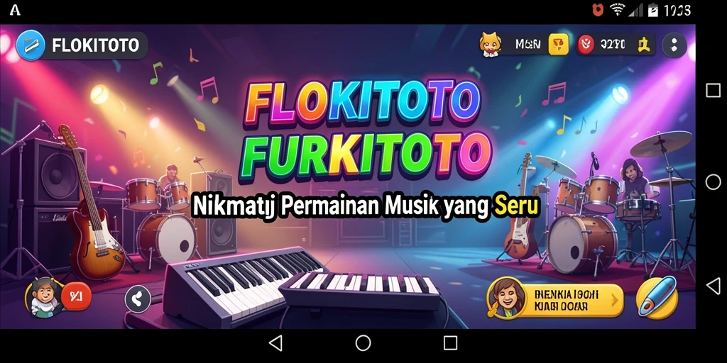 Tampilan screenshot gameplay <strong>FLOKITOTO</strong> yang menarik dengan alunan musik.