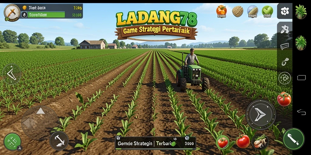 Tampilan gameplay yang mengasyikkan dalam LADANG78 dengan ladang yang subur.