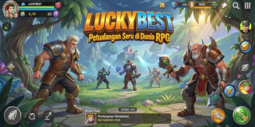 Tangkapan layar menunjukkan aksi intens dan petualangan dalam LUCKYBEST.