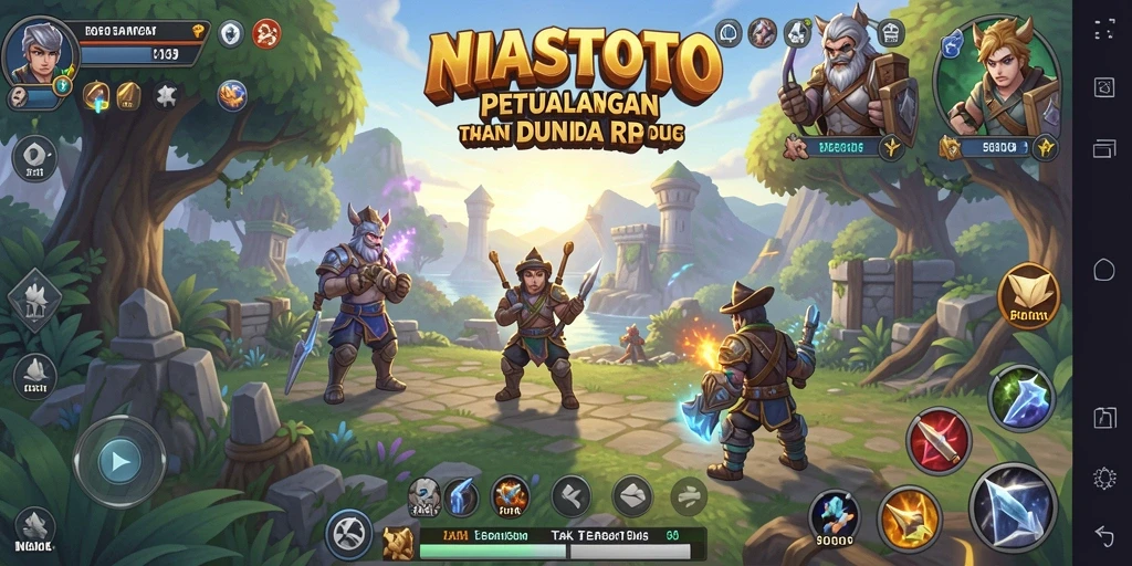 Screenshot NIASTOTO menampilkan pertempuran epik dalam dunia RPG yang memukau.