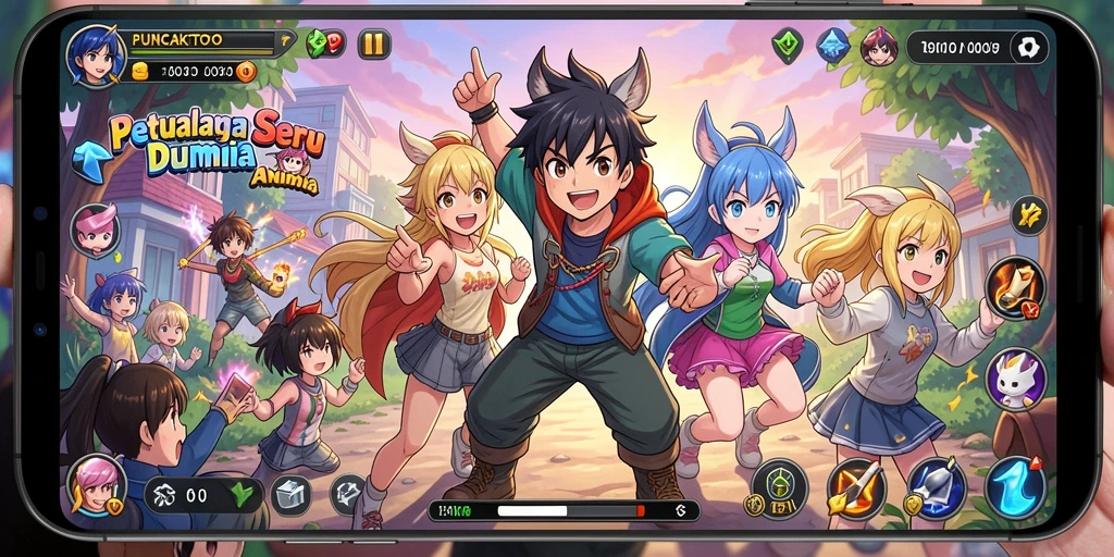 Tangkapan layar gameplay PUNCAKTOTO yang menunjukkan aksi seru karakter anime.