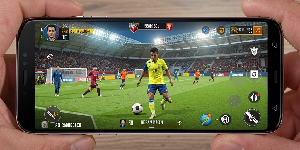 Tampilan gameplay menegangkan dari RK55 yang penuh aksi sepak bola.