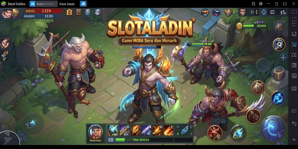 Tampilan gameplay intens di SLOTALADIN dengan pertarungan tim yang strategis.