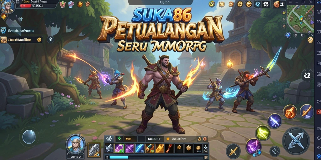 Screenshot utama SUKA86 menampilkan pertempuran epik dalam dunia MMORPG.