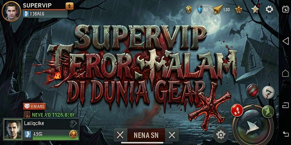Screenshot gameplay SUPERVIP menunjukkan suasana mencekam dan grafis yang menakutkan.