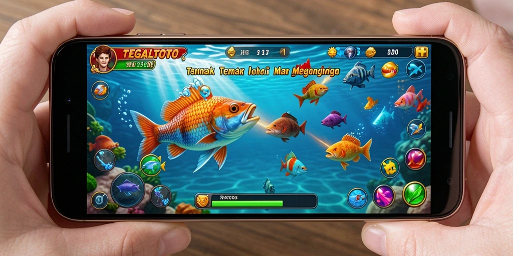 Tampilan gameplay TEGALTOTO dengan aksi Tembak Ikan yang seru.
