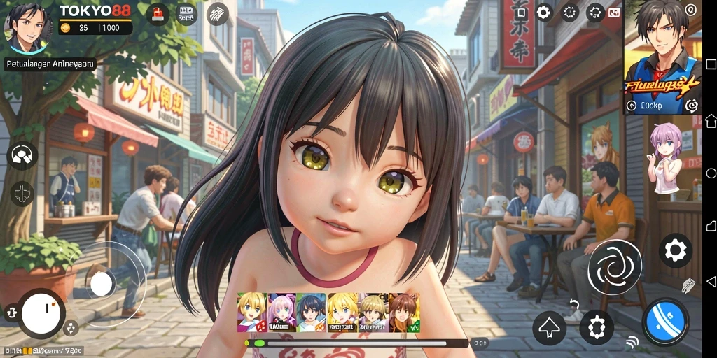 Tampilan gameplay menarik dari TOKYO88 dengan karakter anime yang penuh warna.