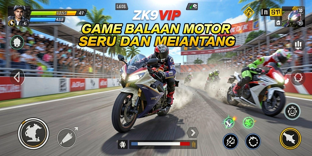 Tampilan gameplay ZK9VIP yang seru dan menegangkan di trek balap.